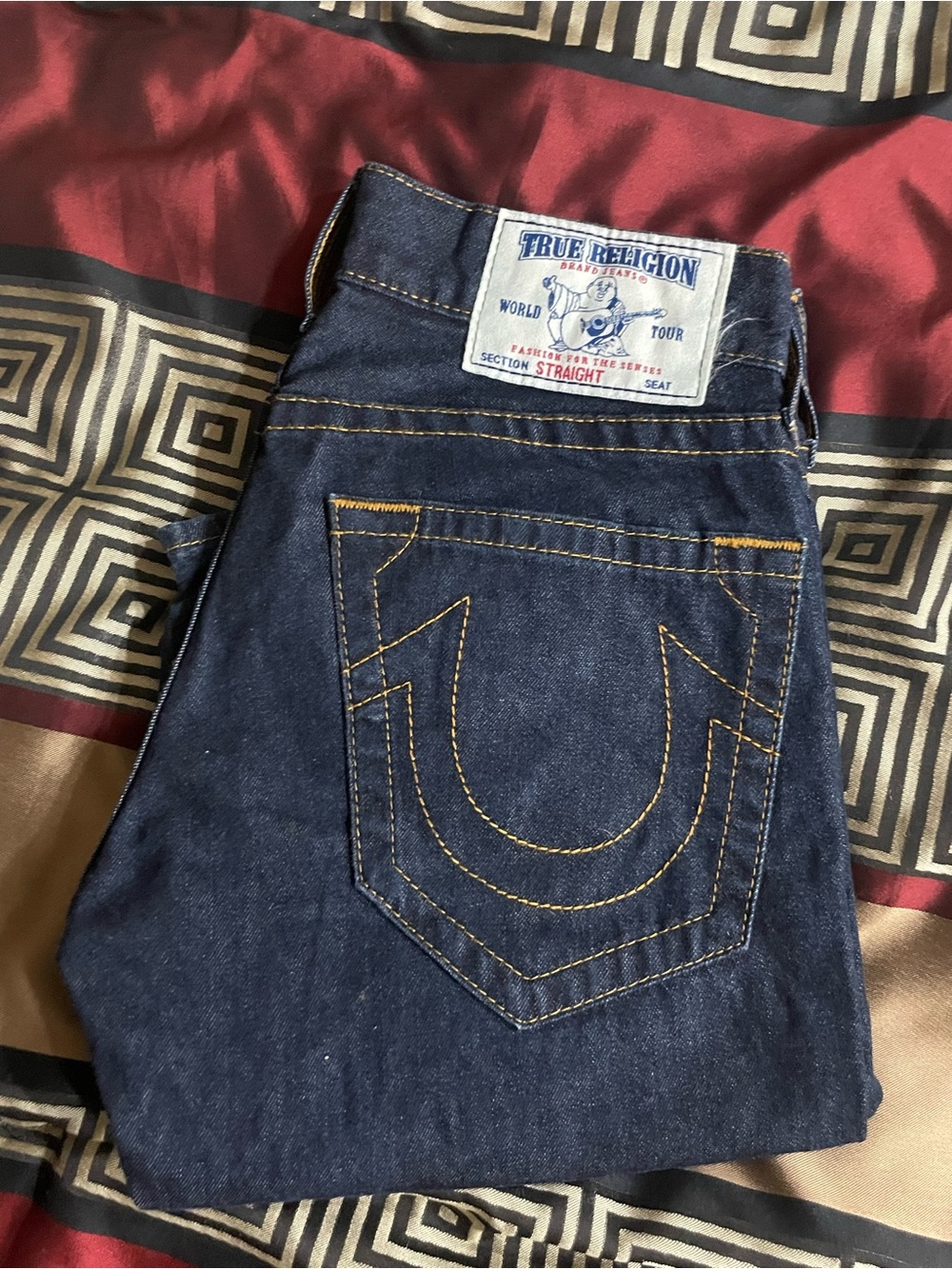 True Religion Men's Indigo Bootcut Jeans with Signature Stitching
